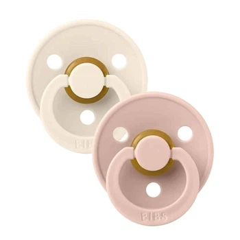 Набір пустушок BIBS 0-6 m Colour Latex Round Ivory / Blush 2 PACK