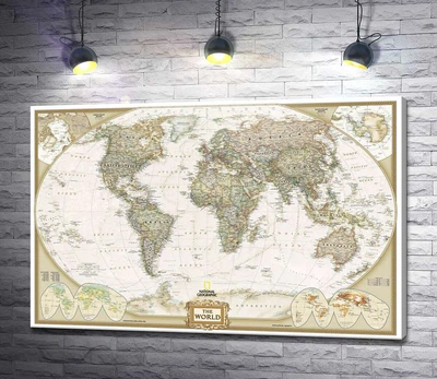 Картина Карта мира от National Geographic в пастельных оттенках 60x40 см Модуль №1 (000483)
