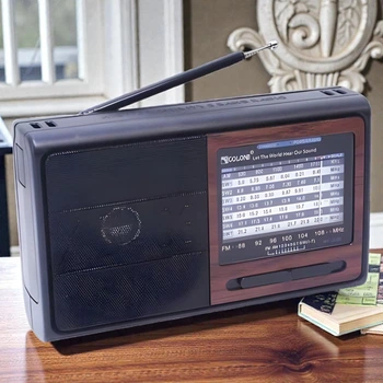 Радіоприймач Golon акумуляторний 6 Вт радіо на батарейках або від мережі FM AM SW1 SW2 з ремінцем для переноски чорний (OSO3)