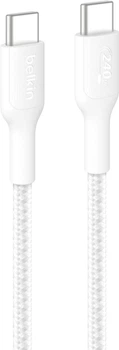 Кабель Belkin USB-C > USB-C 1м, 240Вт, плетений White (CAB025HQ1MWH)