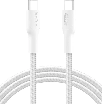 Кабель Belkin USB-C > USB-C 2м, 240Вт, плетений White (CAB025HQ2MWH)