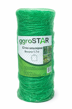 Сітка шпалерна полімерна AgroStar для огірків/рослин/маскування 1,7х100 м Зелений