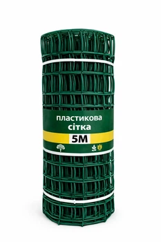 Сетка садовая пластиковая Клевер для заборов и сада 85×95 мм 1м×5 м Темно-зеленый