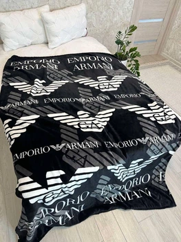 Велюровый плед Евро 200x220 Черный (Д-al-dev-003)