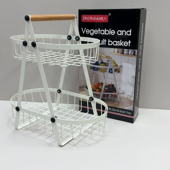 Фруктовница овальная металлическая 2-х ярусная h - 32,5 см. Stenson 06-036/3322 белая