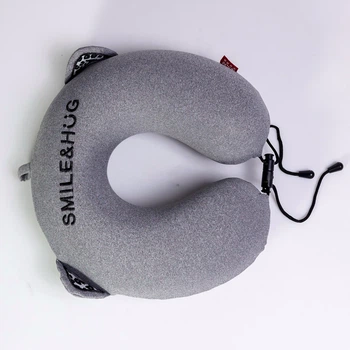 Подушка для шеи U-образная Memory Foam темно-серая 30х30х10 см для авиаперелетов и путешествий
