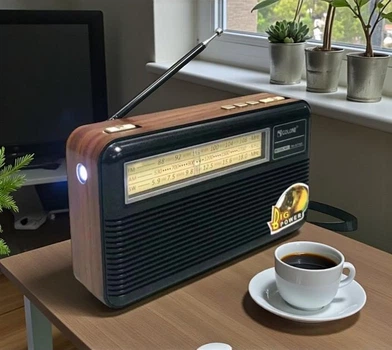 Радіоприймач Golon RX-BT з USB ліхтариком та Bluetooth від акумулятора та від мережі радіо FM/AM коричневий (96I)
