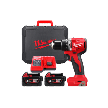 Дрель-шуруповерт с ударом аккумуляторный бесщеточный MILWAUKEE, M18 BLPDRC-502C, 60,5Нм (зарядное устройство М12-18 С, 2