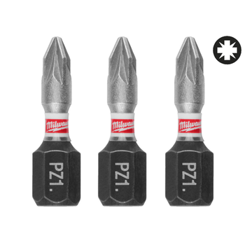 Бита SHOCKWAVE MILWAUKEE, PZ1, 25мм, (3шт)