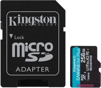 Карта пам'яті Kingston microSD 256GB C10 UHS-I U3 A2 V30 R200/W160MB/s + SD (647833)