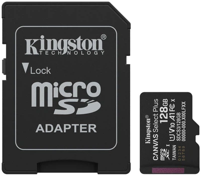Карта пам'яті Kingston microSD 128GB C10 UHS-I A1 V10 R150MB/s + SD (647844)