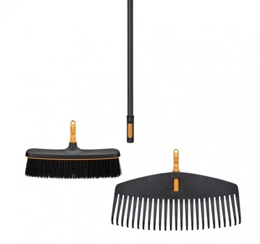 Набор Fiskars OneClick Метла + Грабли для листьев + Ручка L (1080715)