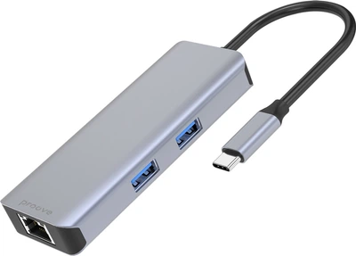 USB-хаб Proove Iron Link 6-в-1 2xUSB-A 3.0 + SD/TF + RJ45 + HDMI Silver (546910012)