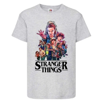 Футболка детская Очень странные дела (Stranger Things 0028) серая 140 см