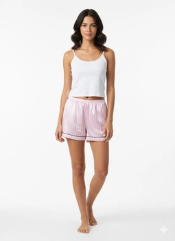 Шорты ночные H&M S Розовый 31-0548_бел.полоск_01