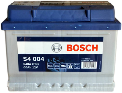 Автомобильный аккумулятор Bosch 60Аh Ев (-/+) S4004 (540EN) (0 092 S40 040)