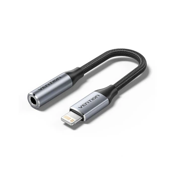 Перехідник Lightning to 3.5mm 0.1m cotton braided aluminum gray Vention (BMBHA) (344280)