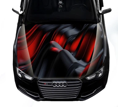 Наклейка на капот ARB 3D TUNING STUDIO Хвилі чорно червоні 1500х1200х0.080мм