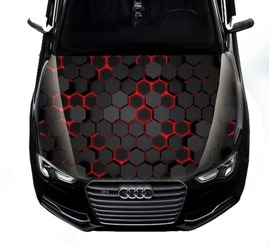 Наліпка на капот ARB 3D TUNING STUDIO Соти чорно червоні 1500х1200х0.080мм
