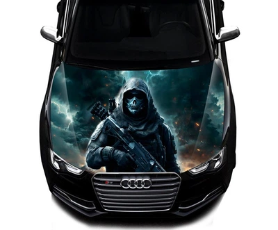 Наклейка на капот ARB 3D TUNING STUDIO Воин ВСУ череп автомат 1500х1200х0.150мм