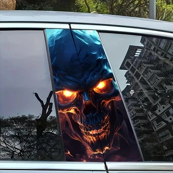 Наклейки на стійки дверей авто ARB 3D TUNING STUDIO Череп глаза вогонь 500х220х0.080мм=2штуки