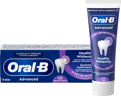 Зубна паста Oral-B Advanced Здорове відбілювання Арктична свіжість 75 мл (8006530090971)