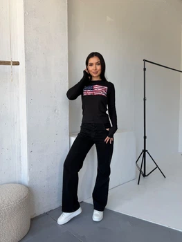 Жіночий лонгслів з принтом Uaclothes 42-44 Чорний (like37257-176901349)