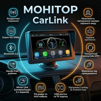 7-дюймовый сенсорный дисплей CarLink с поддержкой CarPlay и Android Auto