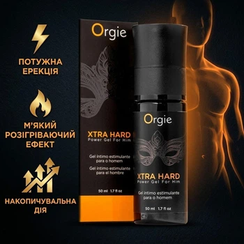 Збуджуючий чоловічий гель-стимулятор Orgie Xtra Hard Power Gel 50 мл розігріваючий для посилення ерекції та тонусу стимулює інтенсивний кровообіг крем забезпечує більш потужну та тривалу чоловічу силу