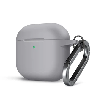 Силиконовый чехол для наушников Apple AirPods 4, Hang Case, серый, ультратонкий защитный кейс толщиной 2 мм, защита от царапин, пыли и ударов, компактный, с карабином для крепления, ArmorStandart (ARM81284)