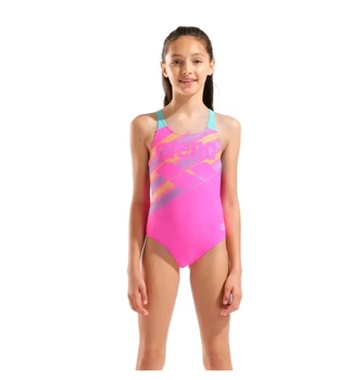 Купальник закритий для дівчат Arena LINES SWIMSUIT SWIM PRO BACK L Рожевий, Бірюзовий 140 см (003550-980 140)