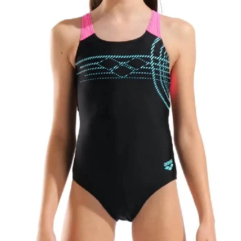 Купальник закритий для дівчат Arena SUNRISE SWIMSUIT SWIM PRO BACK Чорний, Бірюзовий, Рожевий 116 см (010762-590 116)