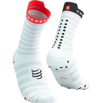 Носки для бега с усиленным носком Compressport Pro Racing Socks V4.0 Ultralight Run High White/fluo red/black S (100077552)