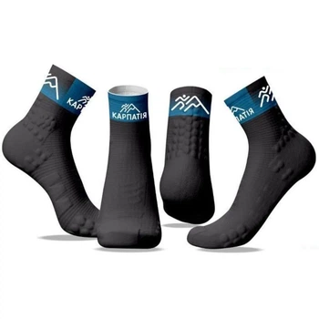 Шкарпетки для бігу на довгі дистанції з компресійним ефектом Compressport Pro Racing Socks V3.0 Run High Karpatia Black S (100030442)
