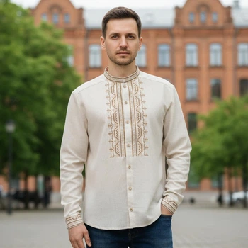 Рубашка вышиванка мужская Кардамон XXXL Лен