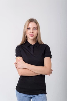 Футболка поло PREMIUM женская TvoePolo однотонная S Черное (838-01s)