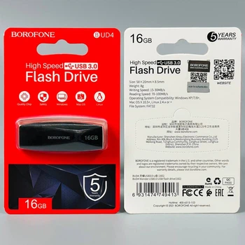 Флешка ЮСБ Borofone BUD4 16GB USB Flash Drive 3.0 пам'ять 16 Гб Black