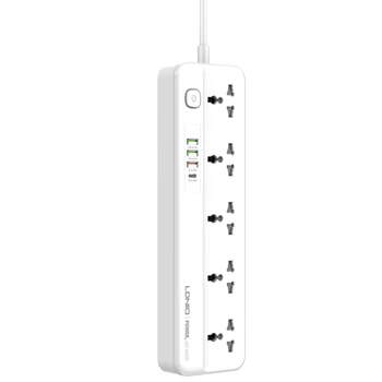 Мережевий Подовжувач LDNIO SC5415 1USB-C PD20W / 3USB-A QC18W / 5 Sockets 2m Білий