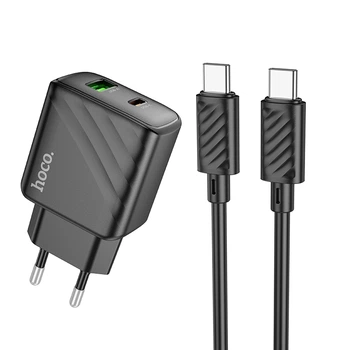 Мережевий Зарядний Пристрій Hoco CS23A 1USB/1USB-C PD/QC 30W+Type-C to Type-C Чорний