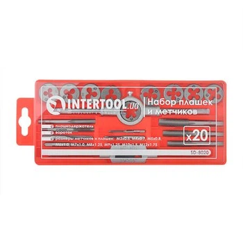 Набор плашек и метчиков Intertool M3-M12 20шт (SD-8020)