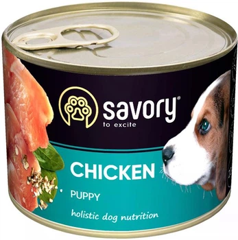 Вологий повнораціонний корм Savory для цуценят з куркою, 200 г