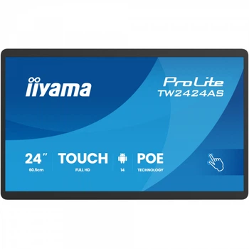IIYAMA 23.8" 16:9 ips сенсорний рк монітор, 1920х1080, 45 0 кд/м2, ос Андроід 14, 24/7, PoE, проекційно-ємні tw2424as-b3p