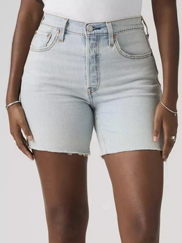 Шорти джинсові короткі жіночі Levi`s 501® Mid Thigh Short A9296-0008 30 Блакитні (5401187785318)