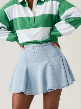 Spódnica damska jeansowa mini Levi`s Godet Mini Skirt 005DV-0005 25 Błękitna (5401187792293)