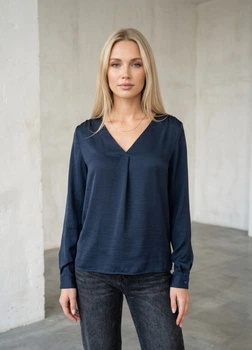 Блузка жіноча Oversize однотонна з перфорацією Vila Синя 18146 S (на укр 42-44)