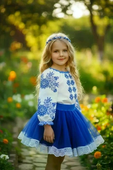 Костюм вишиванка для дівчинки Синій 122