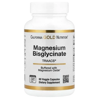 Минеральная добавка Магний бисглицинат California Gold Nutrition (Magnesium Bisglycinate) 200 мг 60 капсул CGN01901