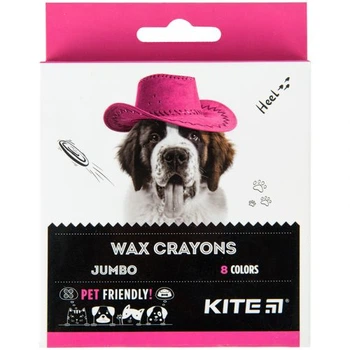 Крейда воскова Jumbo, 8 кольорів Dogs Kite (K22-076)