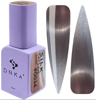Гель-лак DNKa Polish Gel Cats Eye Silk 0034 холодний сірий з ліловим відтінком 12 мл