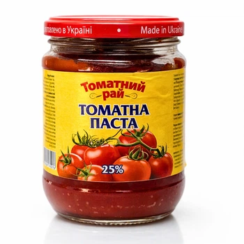 Томатна паста 25% натуральна 450 г у скляній банці